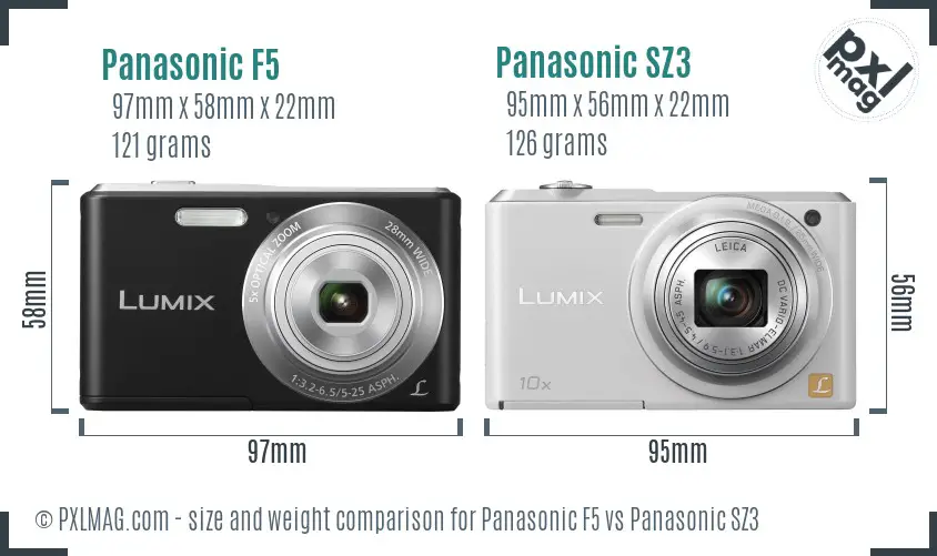 Panasonic F5 vs Panasonic SZ3 size comparison