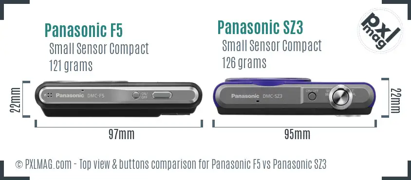 Panasonic F5 vs Panasonic SZ3 top view buttons comparison