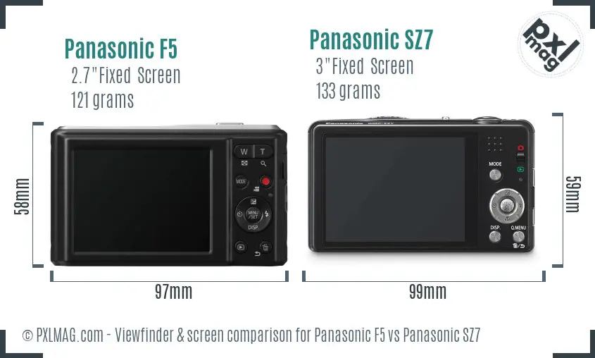 Panasonic F5 vs Panasonic SZ7 Screen and Viewfinder comparison