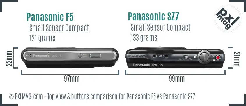 Panasonic F5 vs Panasonic SZ7 top view buttons comparison