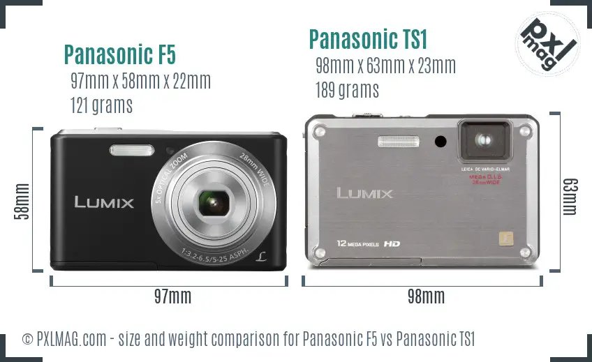 Panasonic F5 vs Panasonic TS1 size comparison