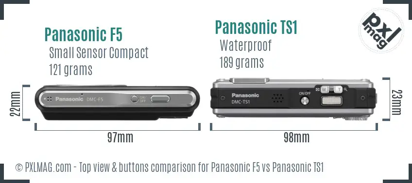 Panasonic F5 vs Panasonic TS1 top view buttons comparison