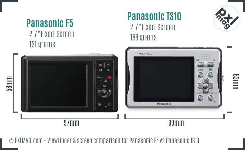 Panasonic F5 vs Panasonic TS10 Screen and Viewfinder comparison