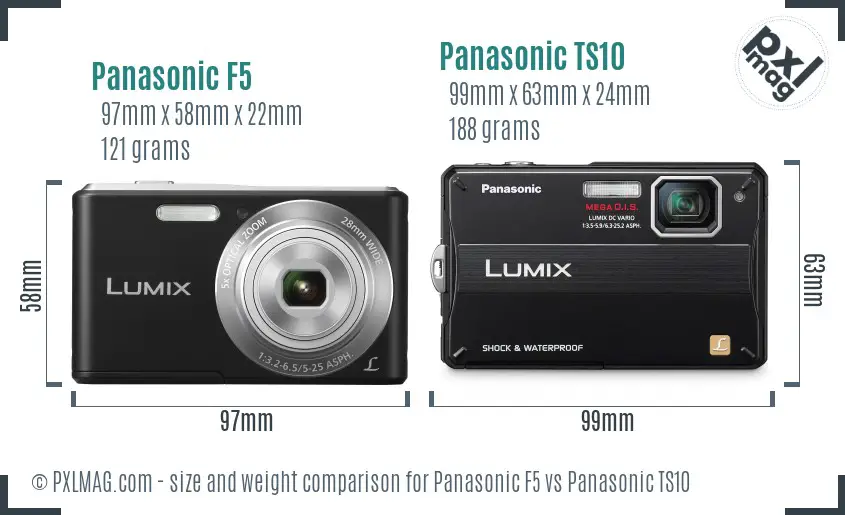 Panasonic F5 vs Panasonic TS10 size comparison