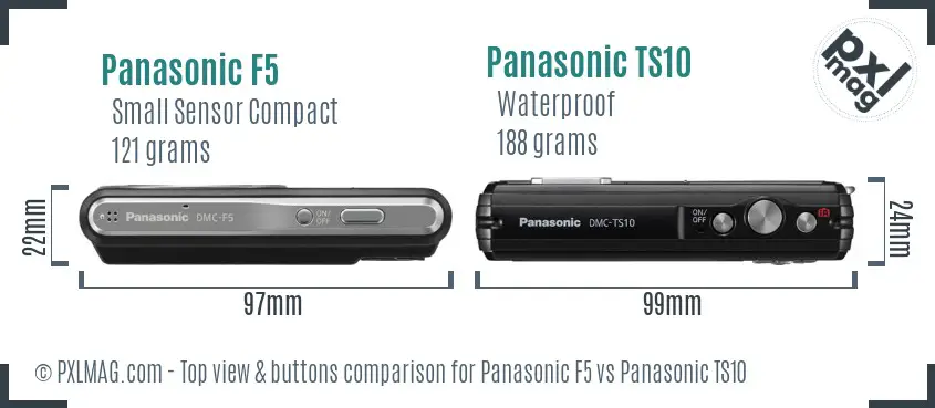 Panasonic F5 vs Panasonic TS10 top view buttons comparison