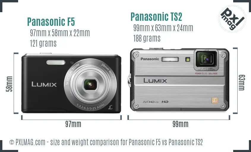 Panasonic F5 vs Panasonic TS2 size comparison Panasonic F5 vs Panasonic TS2 size comparison