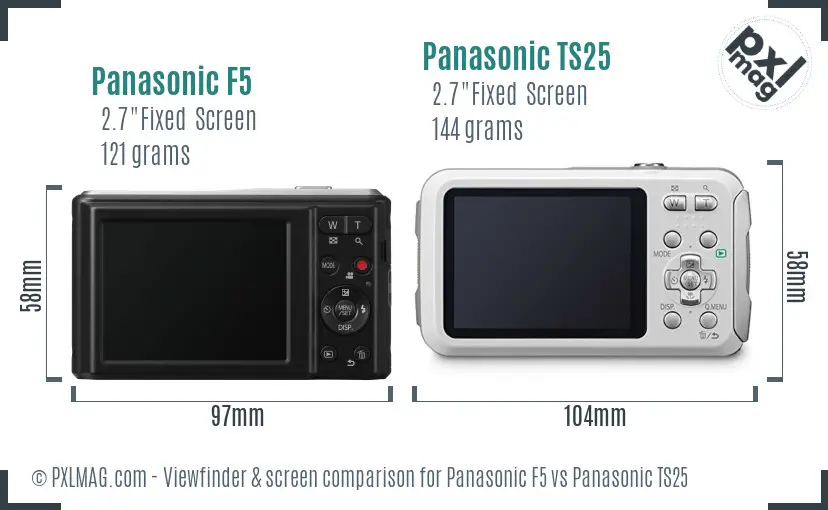 Panasonic F5 vs Panasonic TS25 Screen and Viewfinder comparison