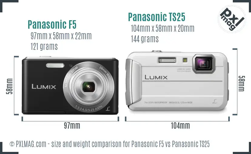 Panasonic F5 vs Panasonic TS25 size comparison