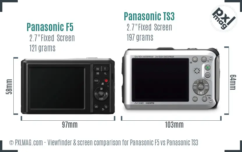 Panasonic F5 vs Panasonic TS3 Screen and Viewfinder comparison