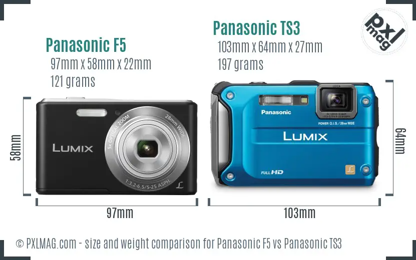 Panasonic F5 vs Panasonic TS3 size comparison