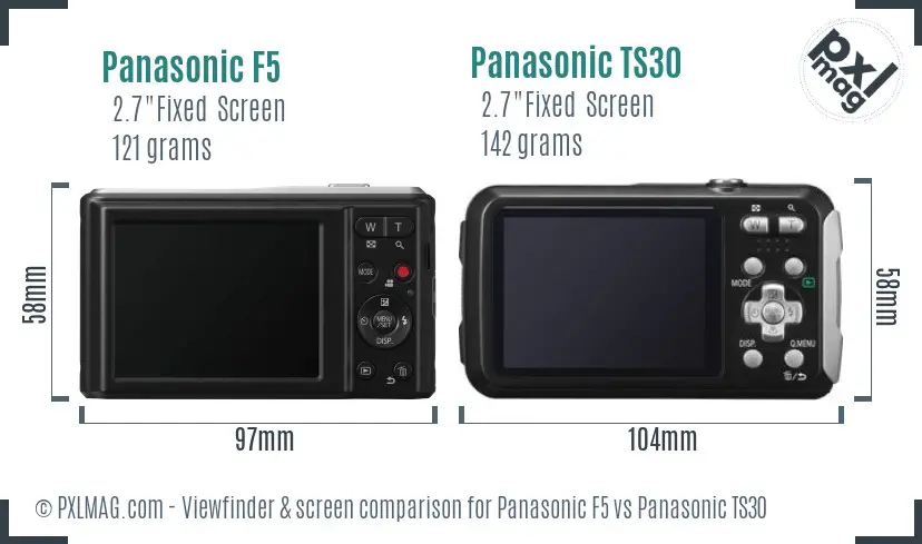 Panasonic F5 vs Panasonic TS30 Screen and Viewfinder comparison