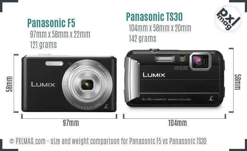 Panasonic F5 vs Panasonic TS30 size comparison