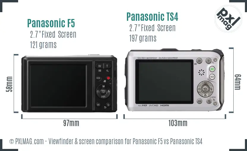 Panasonic F5 vs Panasonic TS4 Screen and Viewfinder comparison