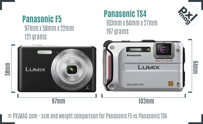 Panasonic F5 vs Panasonic TS4 size comparison