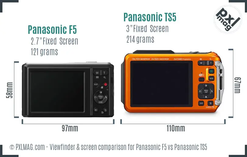 Panasonic F5 vs Panasonic TS5 Screen and Viewfinder comparison