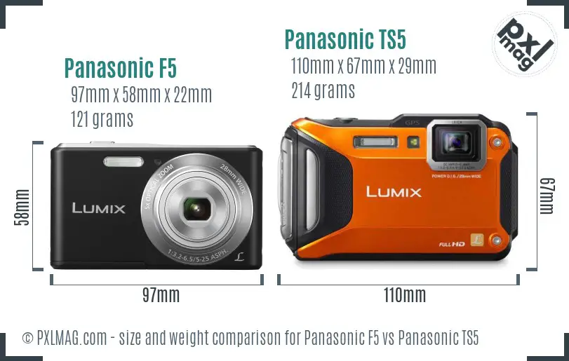 Panasonic F5 vs Panasonic TS5 size comparison