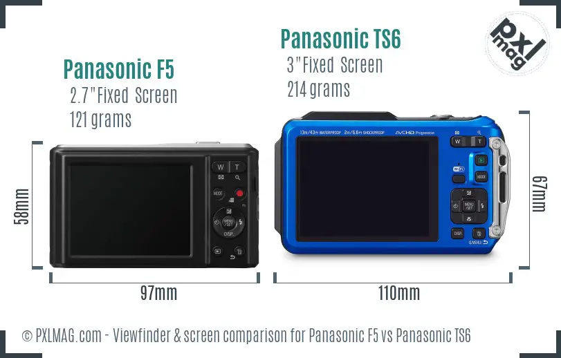 Panasonic F5 vs Panasonic TS6 Screen and Viewfinder comparison