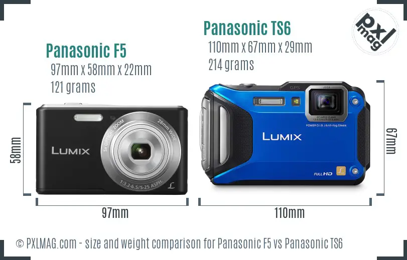 Panasonic F5 vs Panasonic TS6 size comparison