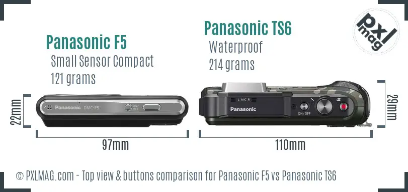 Panasonic F5 vs Panasonic TS6 top view buttons comparison