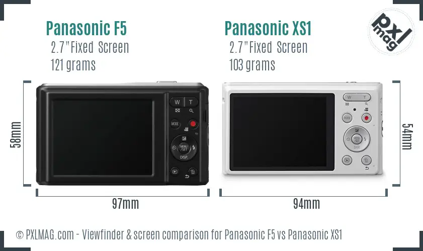 Panasonic F5 vs Panasonic XS1 Screen and Viewfinder comparison