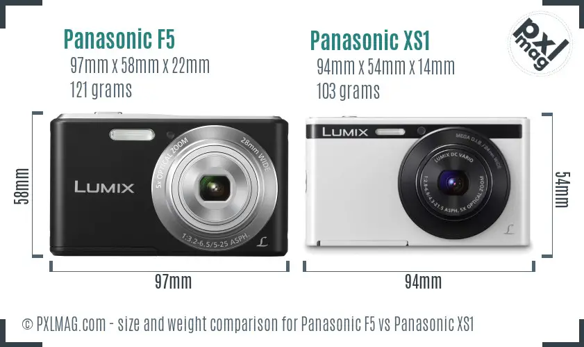Panasonic F5 vs Panasonic XS1 size comparison