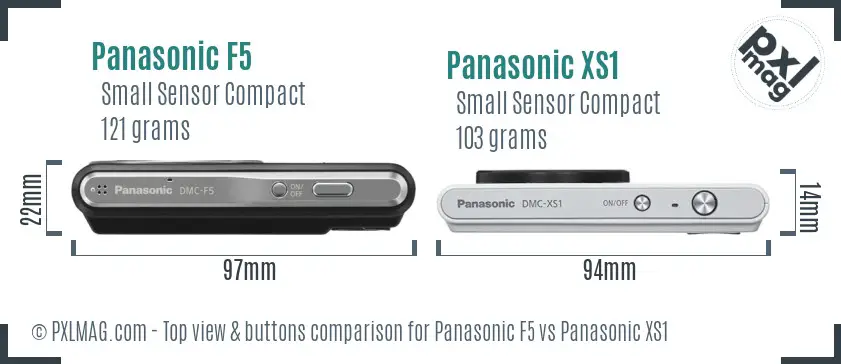 Panasonic F5 vs Panasonic XS1 top view buttons comparison