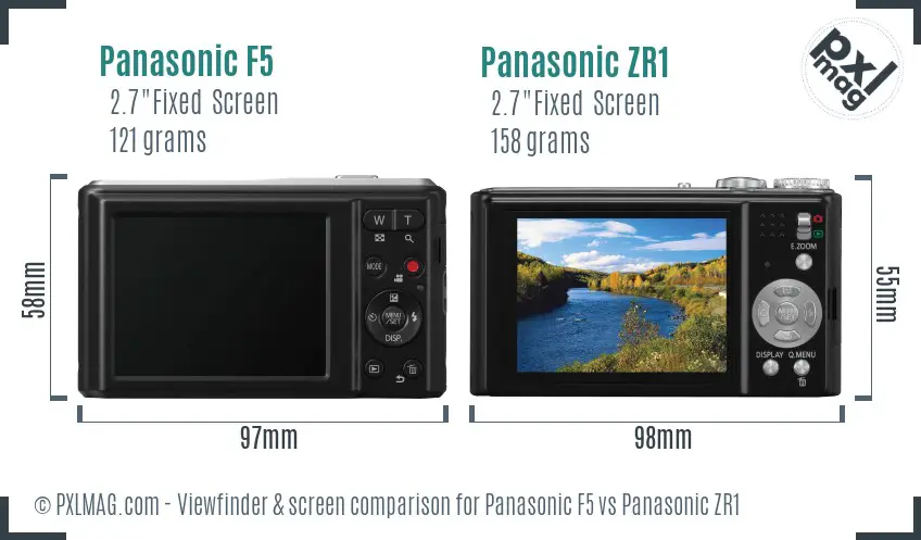 Panasonic F5 vs Panasonic ZR1 Screen and Viewfinder comparison