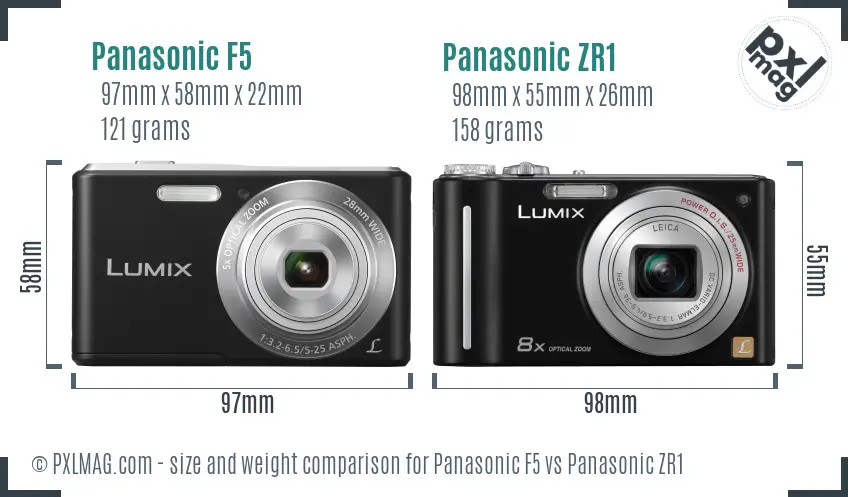 Panasonic F5 vs Panasonic ZR1 size comparison