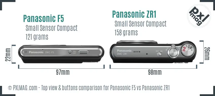 Panasonic F5 vs Panasonic ZR1 top view buttons comparison