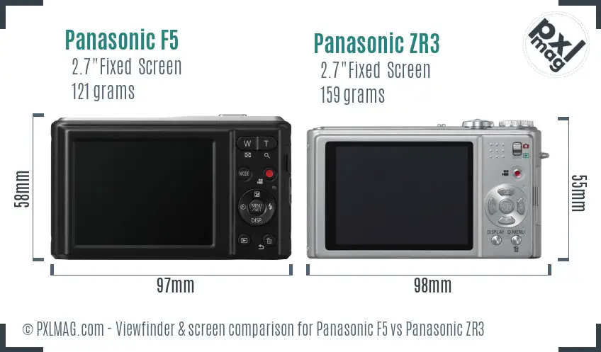 Panasonic F5 vs Panasonic ZR3 Screen and Viewfinder comparison