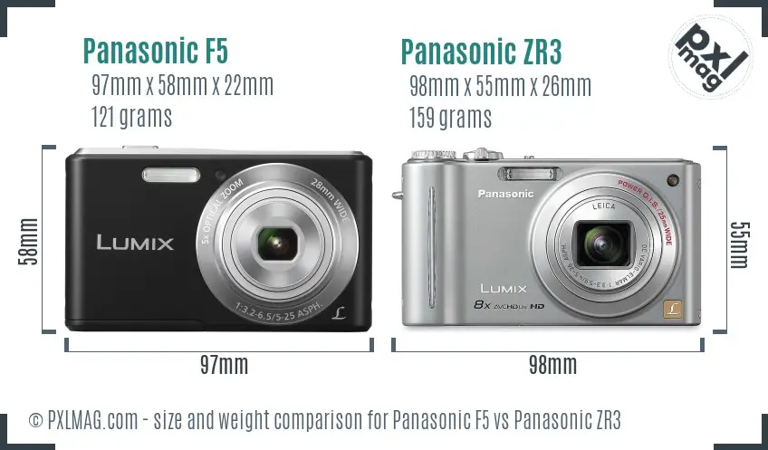 Panasonic F5 vs Panasonic ZR3 size comparison