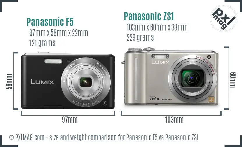 Panasonic F5 vs Panasonic ZS1 size comparison
