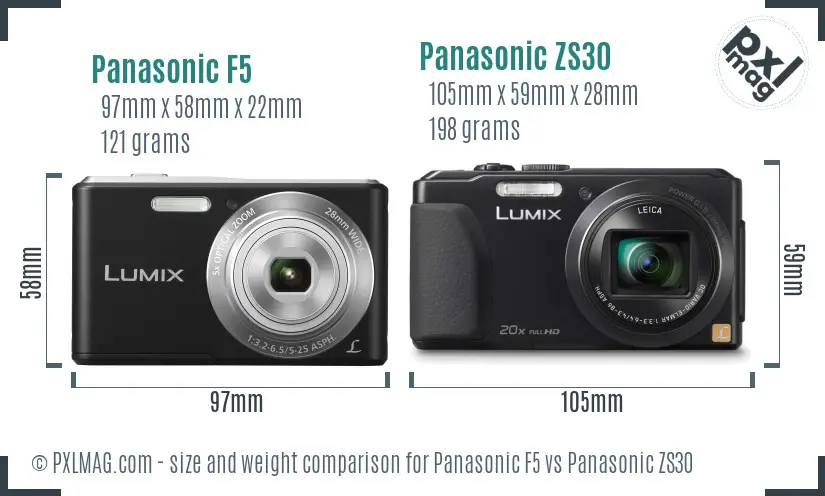 Panasonic F5 vs Panasonic ZS30 size comparison