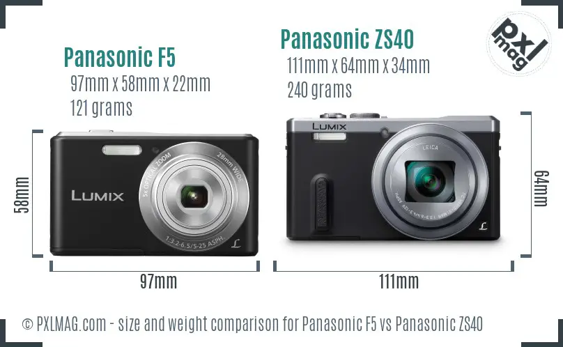 Panasonic F5 vs Panasonic ZS40 size comparison
