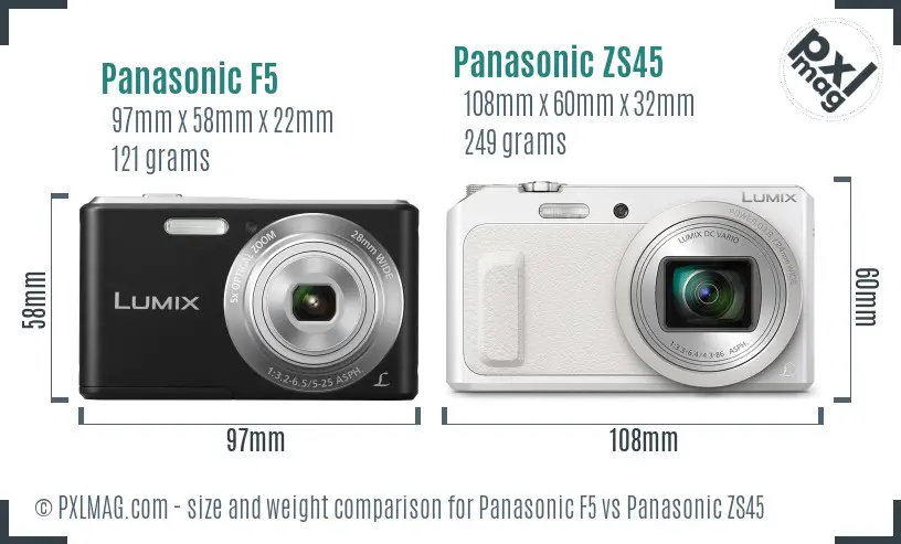 Panasonic F5 vs Panasonic ZS45 size comparison