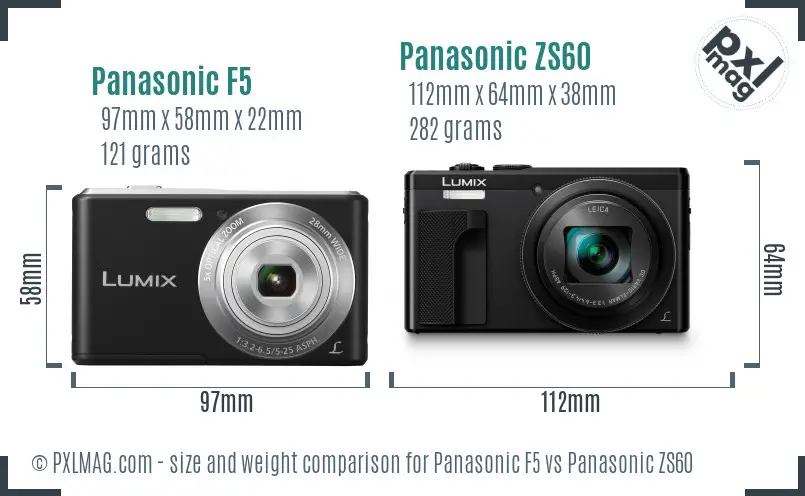 Panasonic F5 vs Panasonic ZS60 size comparison