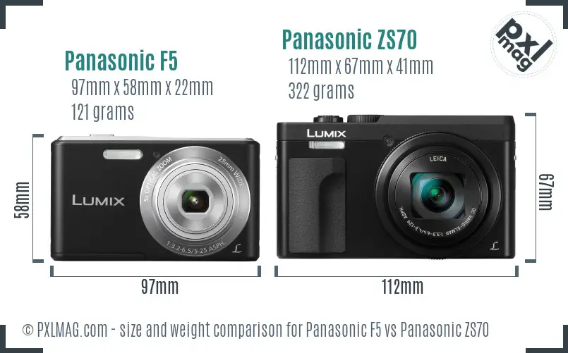 Panasonic F5 vs Panasonic ZS70 size comparison