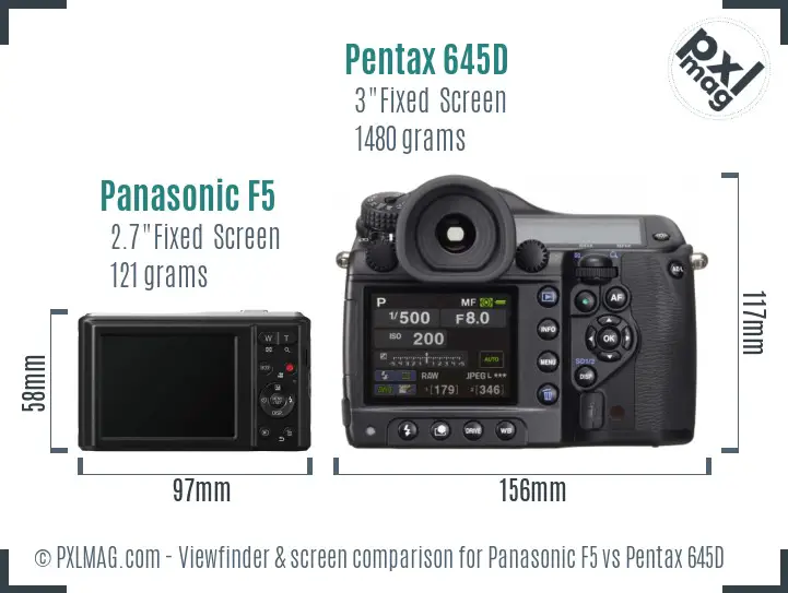Panasonic F5 vs Pentax 645D Screen and Viewfinder comparison