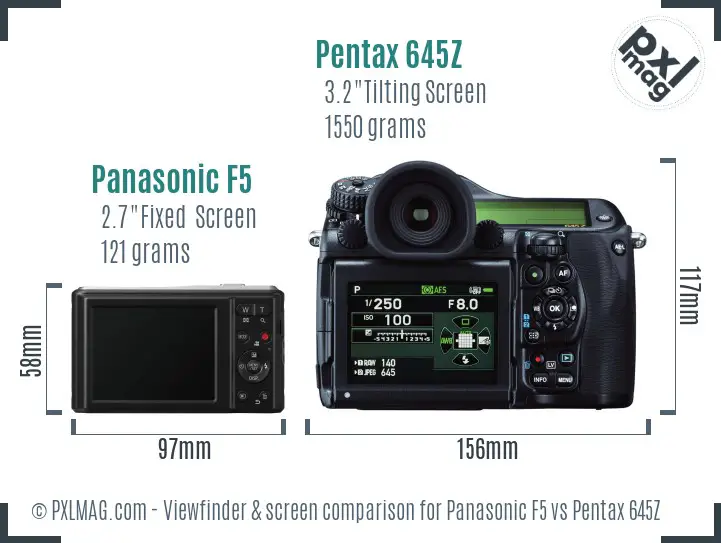 Panasonic F5 vs Pentax 645Z Screen and Viewfinder comparison