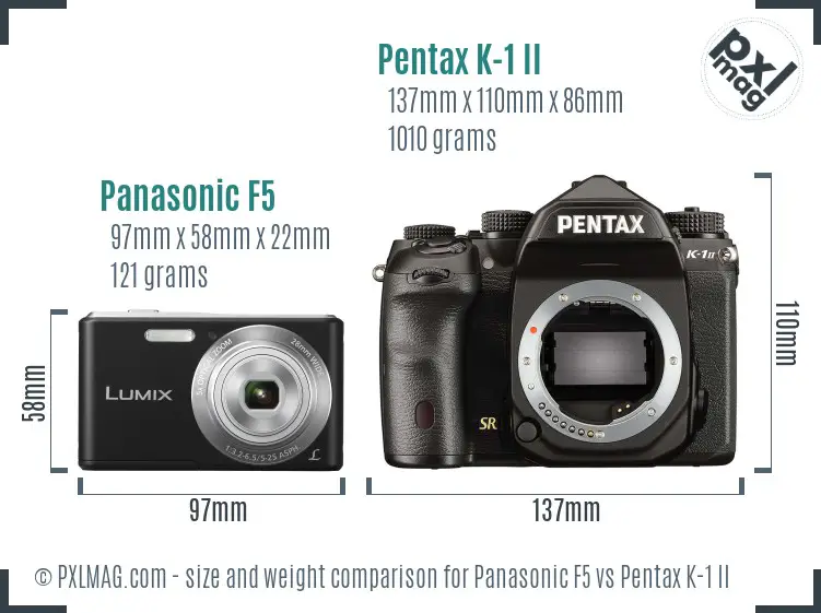 Panasonic F5 vs Pentax K-1 II size comparison