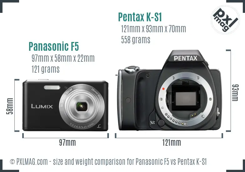 Panasonic F5 vs Pentax K-S1 size comparison