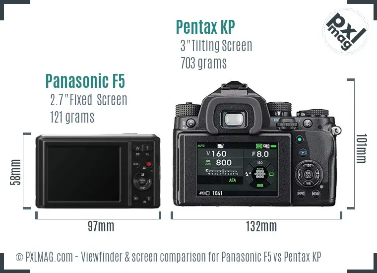 Panasonic F5 vs Pentax KP Screen and Viewfinder comparison