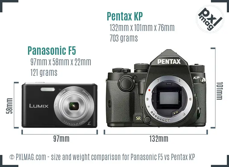 Panasonic F5 vs Pentax KP size comparison