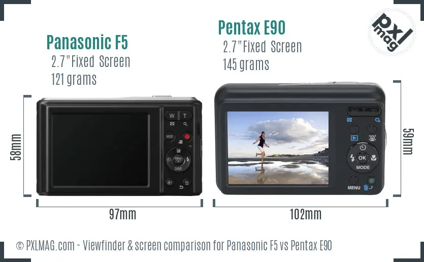 Panasonic F5 vs Pentax E90 Screen and Viewfinder comparison