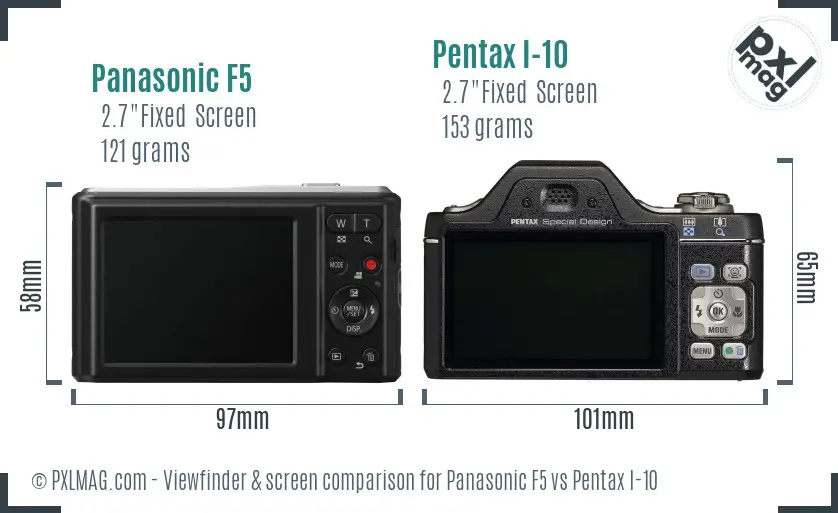 Panasonic F5 vs Pentax I-10 Screen and Viewfinder comparison