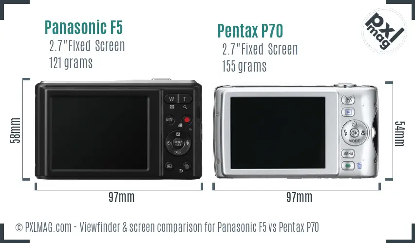 Panasonic F5 vs Pentax P70 Screen and Viewfinder comparison