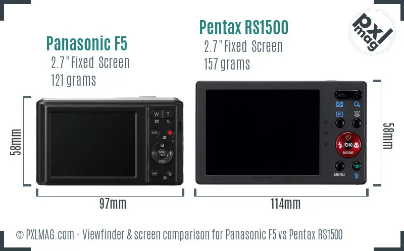 Panasonic F5 vs Pentax RS1500 Screen and Viewfinder comparison