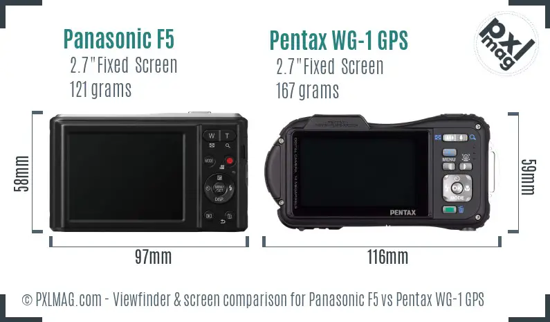 Panasonic F5 vs Pentax WG-1 GPS Screen and Viewfinder comparison