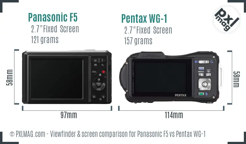 Panasonic F5 vs Pentax WG-1 Screen and Viewfinder comparison