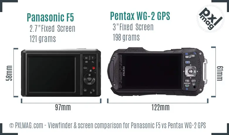 Panasonic F5 vs Pentax WG-2 GPS Screen and Viewfinder comparison
